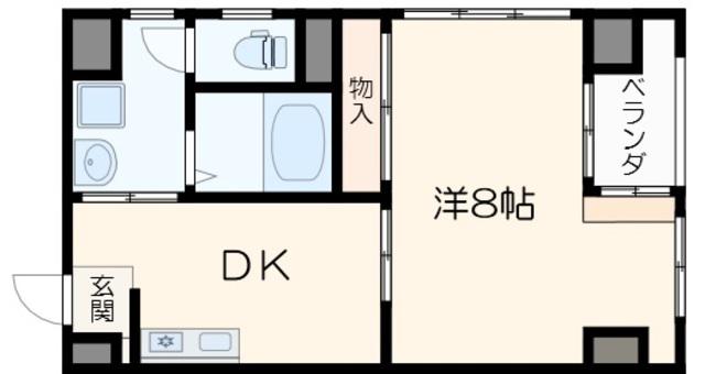 森ビル(1DK/4階)の間取り写真