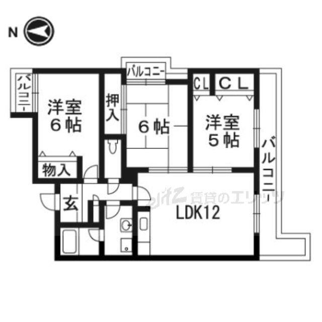 アンフィニィ真砂(3LDK/3階)の間取り写真