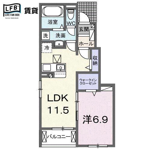 リュミエール(1LDK/1階)の間取り写真
