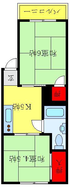 東長崎マイコーポ(2K/2階)の間取り写真