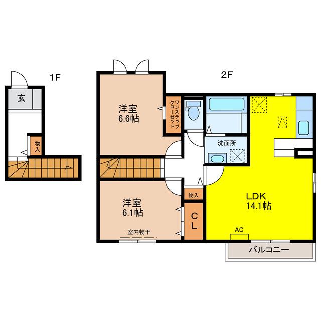 D-ROOM琴塚(2LDK/1階)の間取り写真