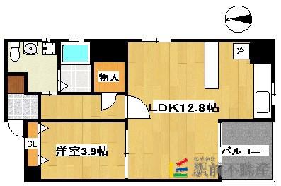 エルフィナ天神北(1LDK/7階)の間取り写真