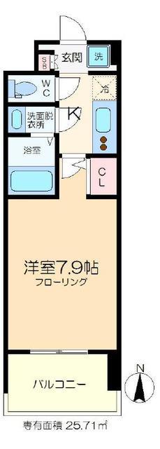 ラークガーデン木場(1K/2階)の間取り写真