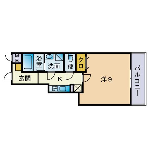 パークスクエア大濠(1K/1階)の間取り写真