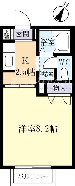 スプリーム成城C(1DK/2階)の間取り写真