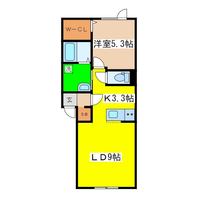 GARDEN PLACE(1LDK/2階)の間取り写真