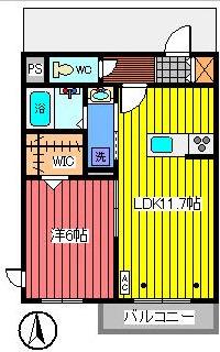 プランドール岸町(1LDK/2階)の間取り写真