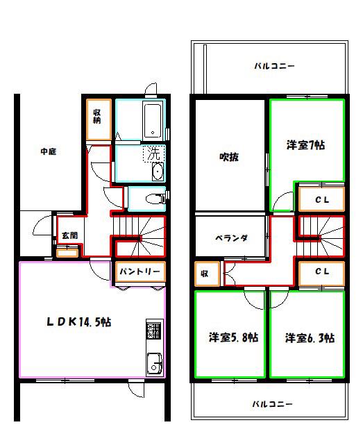 テレパレス吉祥寺(3LDK/1階)の間取り写真