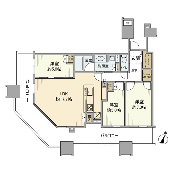 サウスゲートタワー川口(3LDK/3階)の間取り写真