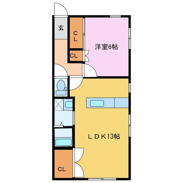 ひまわり荘(1LDK/1階)の間取り写真