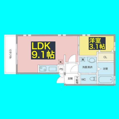 RIASSA(1LDK/1階)の間取り写真