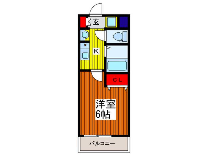 CIEL BLEU 鳩ヶ谷(1K/1階)の間取り写真