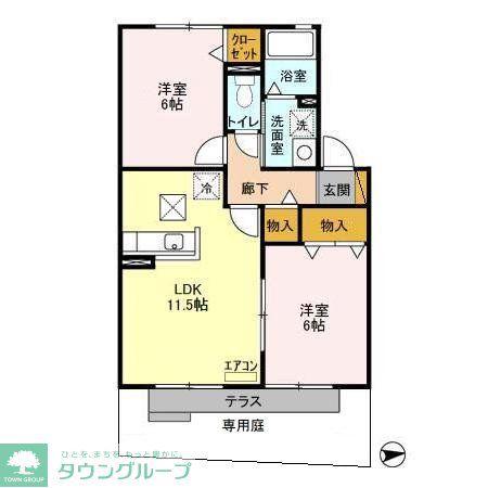 ヴィラ・エスペランサ(2LDK/1階)の間取り写真