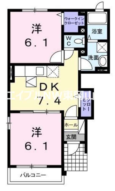 ベルコリーヌ(2DK/1階)の間取り写真