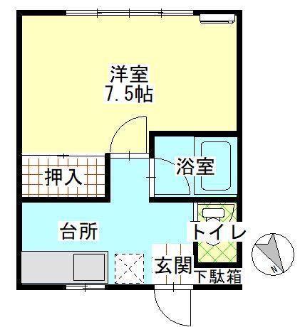 ヴィラガーデン(1K/2階)の間取り写真