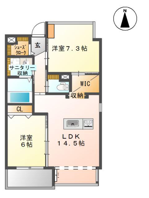 フルール・ド・リス(2LDK/3階)の間取り写真