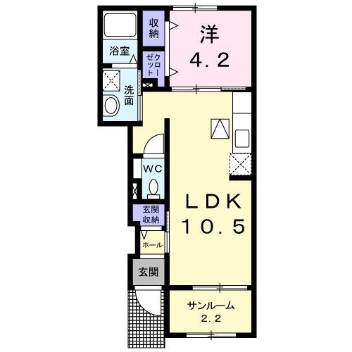 シャン・ノールVI(1LDK/1階)の間取り写真