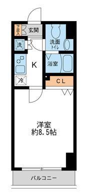 HF錦糸町レジデンス(1K/2階)の間取り写真