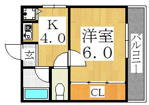 サンライズ長居(1K/2階)の間取り写真