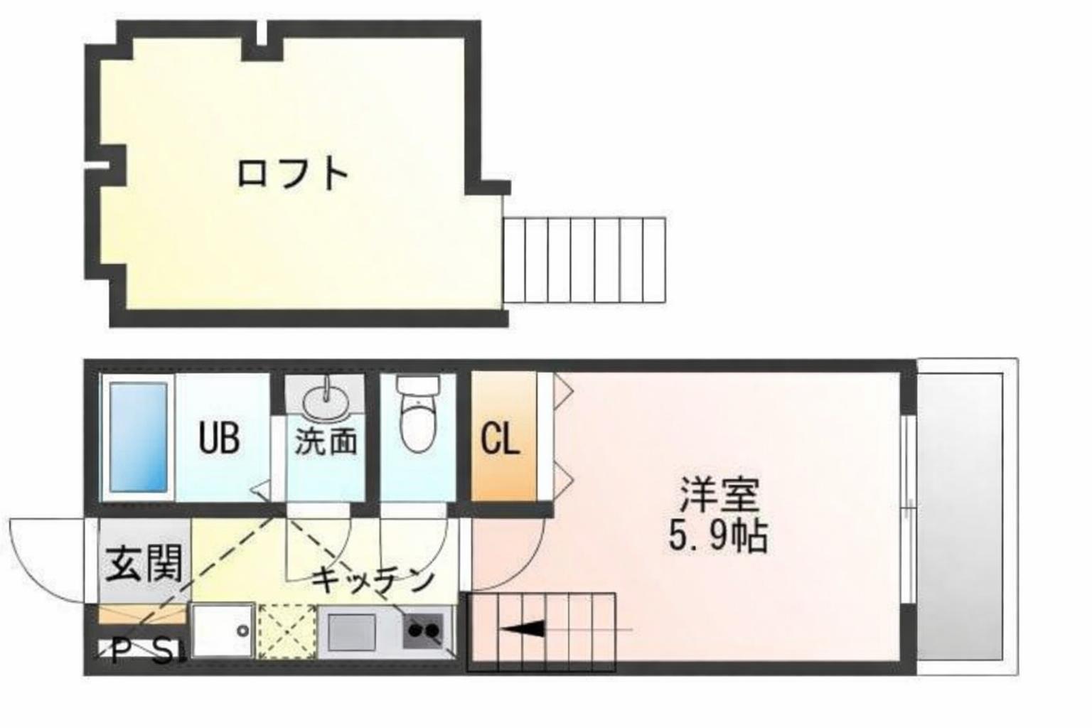 CASA K(1K/2階)の間取り写真