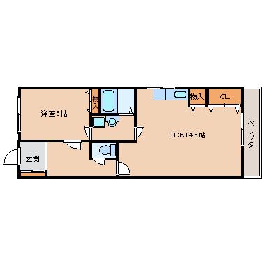 ハイツさわらび(1LDK/4階)の間取り写真