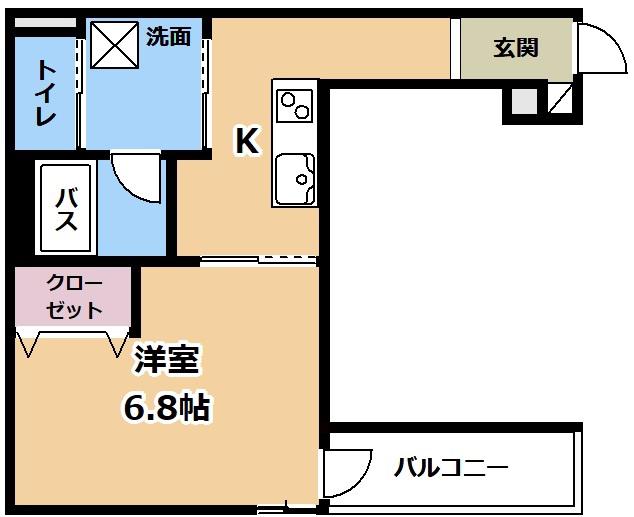 ALEGRIA瀬田(1K/1階)の間取り写真