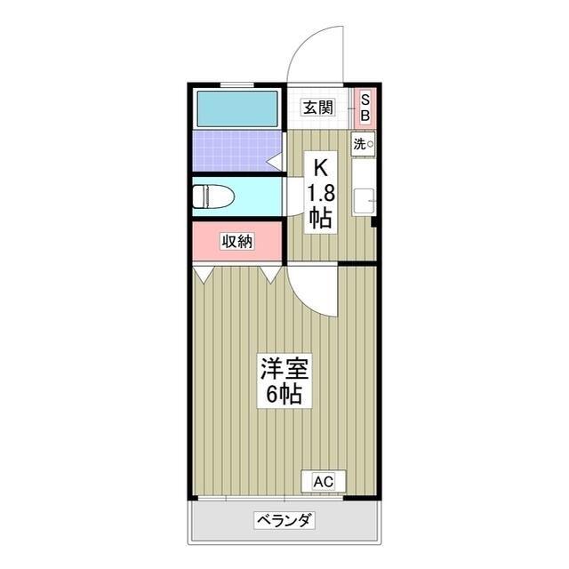 エヴィアン(1K/1階)の間取り写真
