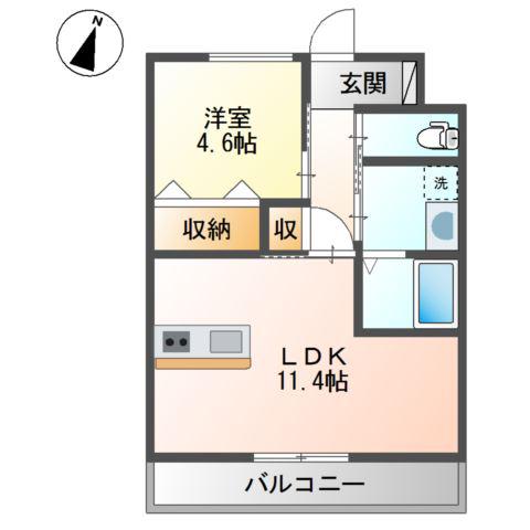 ソレイアード(1LDK/2階)の間取り写真