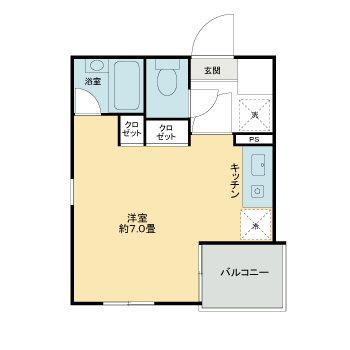 カルトゥーシュ芦花(ワンルーム/1階)の間取り写真