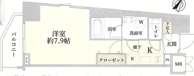 ZOOM南麻布(1K/3階)の間取り写真