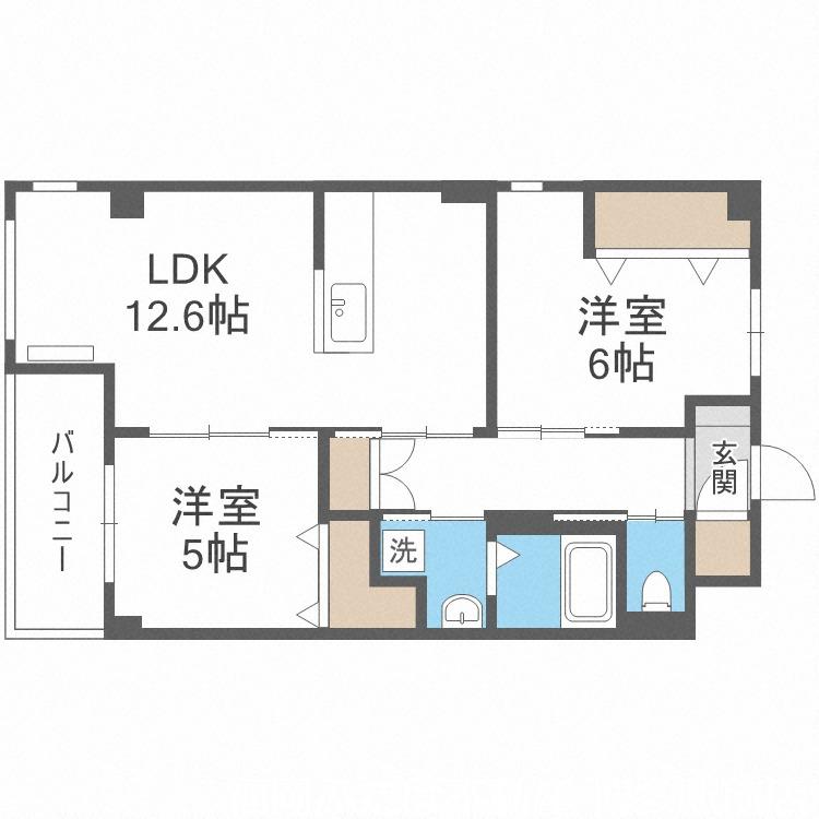 サンライズ小田部(1LDK/4階)の間取り写真