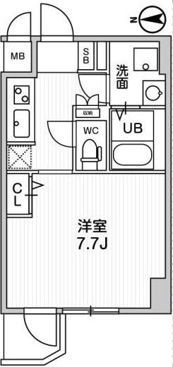 LA DOUCEUR江坂II(1K/7階)の間取り写真