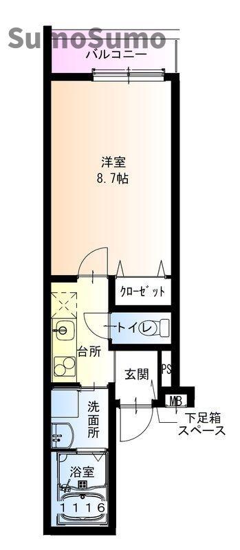 フジパレス尼崎城西(1K/2階)の間取り写真