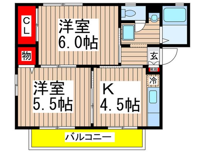 メゾンドールA(2K/1階)の間取り写真
