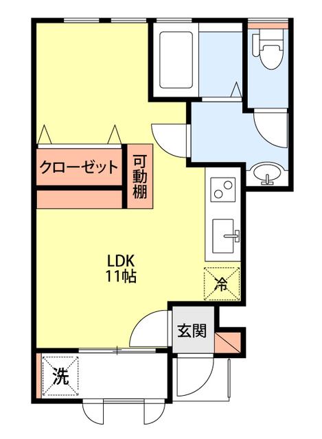 COMMON小針西(ワンルーム/1階)の間取り写真