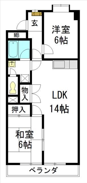 サンキャピトル(2LDK/2階)の間取り写真