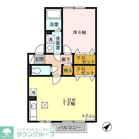 サンパティーク・さくら(1LDK/1階)の間取り写真