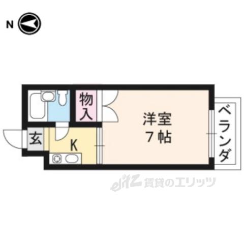 ベルエアー(1K/2階)の間取り写真