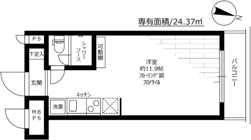 ダイアパレス根岸(ワンルーム/5階)の間取り写真