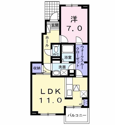 サン・ブライトC館(1LDK/1階)の間取り写真