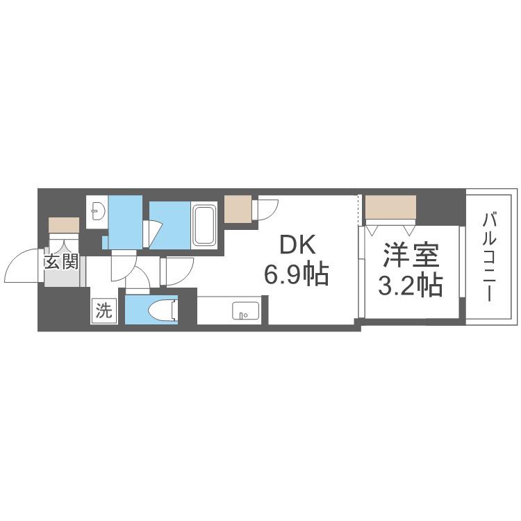 DIMORA靭公園(1DK/5階)の間取り写真