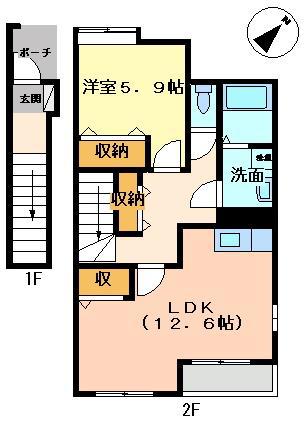 シャングリラ(1LDK/2階)の間取り写真