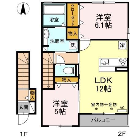 ハルミズホ(2LDK/2階)の間取り写真
