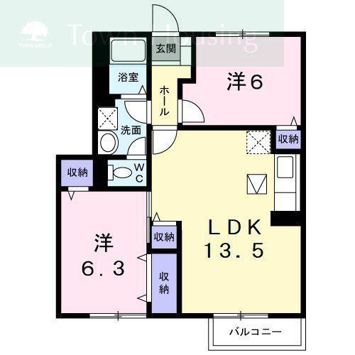 グランドコート薬円台(2LDK/1階)の間取り写真