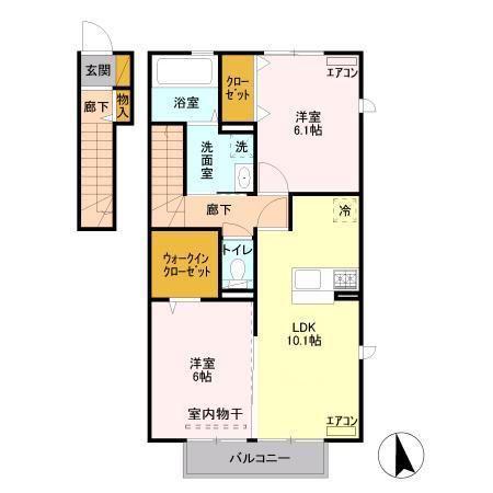 サングリーンB(2LDK/2階)の間取り写真