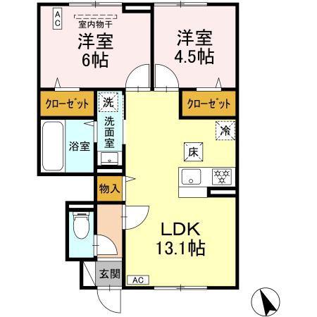 ジェルベーラ(2LDK/1階)の間取り写真