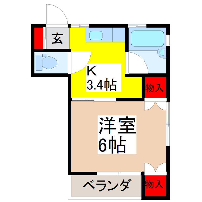 ひまわりハイツ(1K/1階)の間取り写真