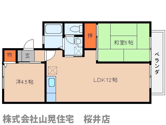 グリーンビュー1号館(2LDK/2階)の間取り写真