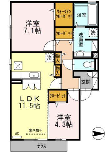 D-ROOM青山町 (2LDK/1階)の間取り写真