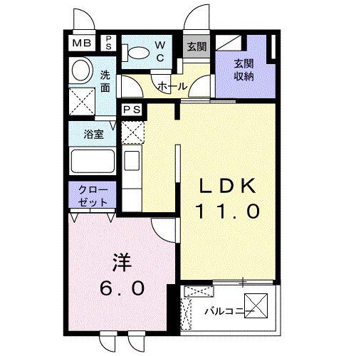 ラ・ブランシュ(1LDK/4階)の間取り写真